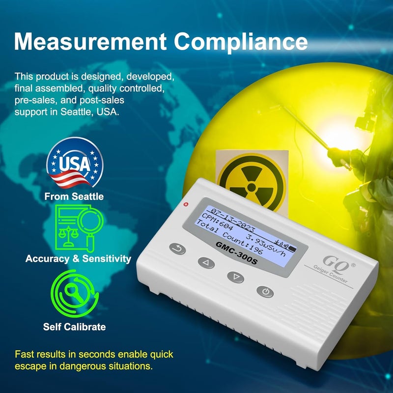 GQ GMC 300S Nuclear Radiation Detector Meter Test Equipment Lab Radiation Protection Supplies Dosimeter Beta Gamma X-ray Portable Radiation Monitor Meter USA Product - Image 3